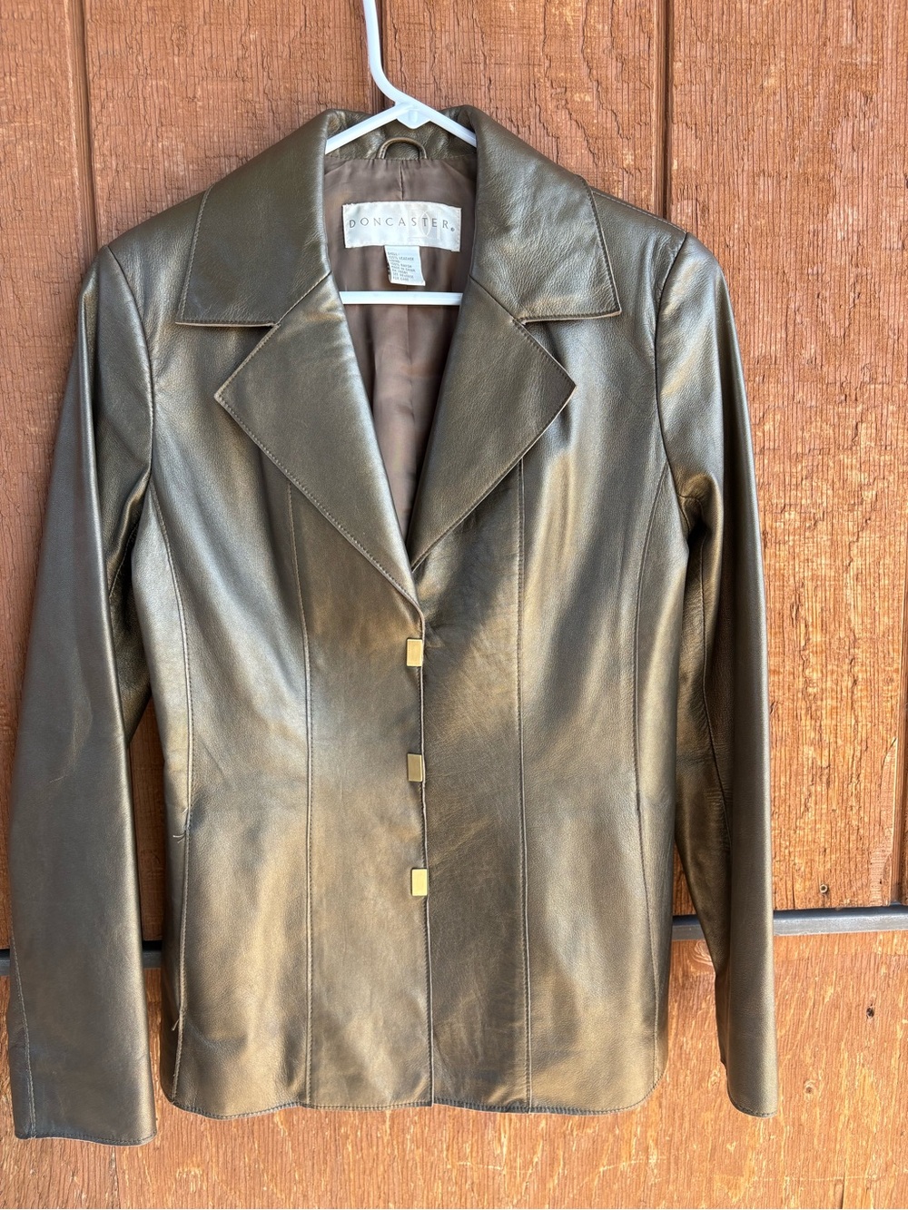 Vintage Doncaster Gold 100% Leather Blazer Jacket Women’s Sz Small Soft Fitted